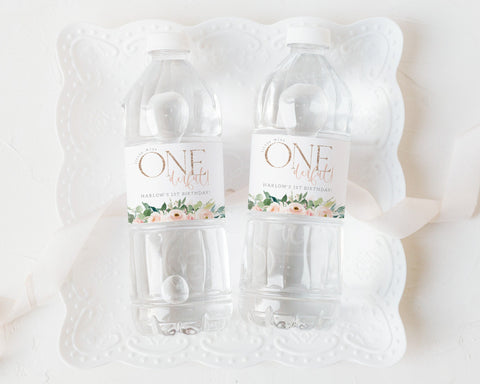 ONEderful Water Bottle Labels, Onederful Water Labels, Printable Water Bottle Label, Floral Onederful First Birthday Water Labels, Floral