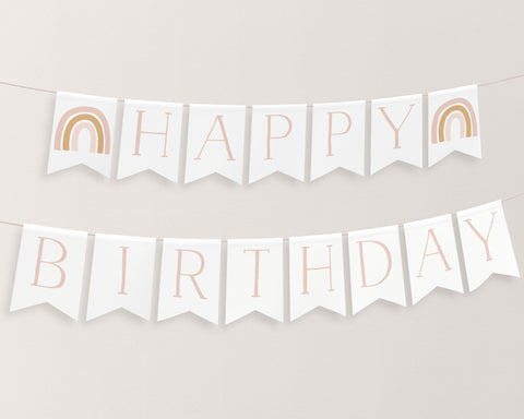 Rainbow Birthday Banner, Happy Birthday Banner Printable, Happy 1st Birthday Banner, First Birthday Decor, Rainbow Happy Birthday Banner