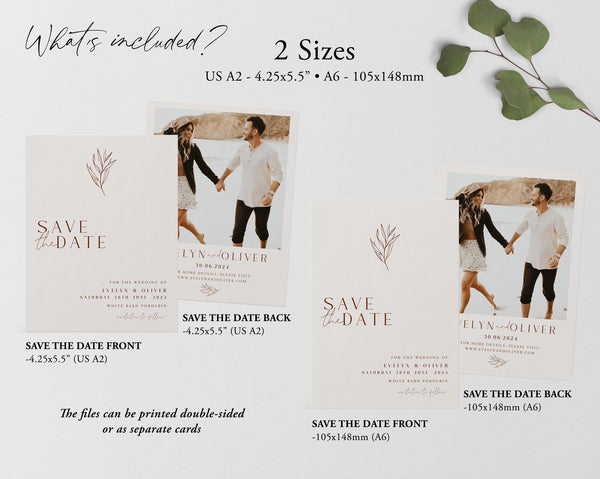 Boho Save The Date Template, Minimalist Save the Date, Modern Save the Date Template, Photo Save the Date, Printable Save the Date, Evelyn