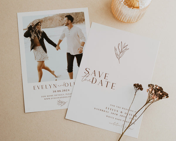 Boho Save The Date Template, Minimalist Save the Date, Modern Save the Date Template, Photo Save the Date, Printable Save the Date, Evelyn