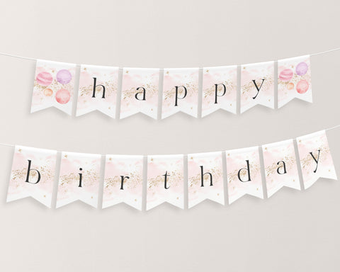 Happy Birthday Banner Printable, Happy 1st Birthday Banner, Space First Birthday Decor, First Trip Around The Sun Birthday Banner Editable