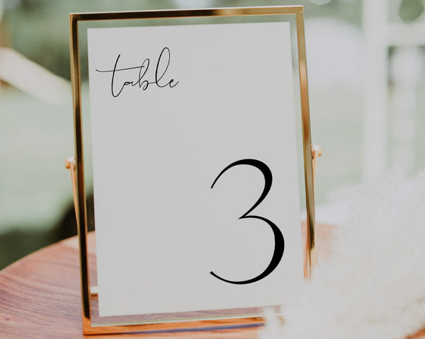 Wedding Table Numbers, Editable Table Numbers Template, Minimalist Table Numbers, 5x7, 4x6, Printable Wedding Table Numbers, Black, Harlow