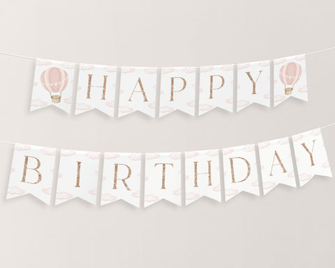 Happy Birthday Banner Printable, Happy 1st Birthday Banner, First Birthday Decor, ONEderful Birthday Banner, Hot Air Balloon Birthday Banner