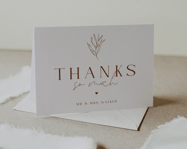 Thank You Card Template, Printable Thank You Card, Instant Download Thank You Cards, Modern Wedding Thank You, Minimalist Wedding, Evelyn