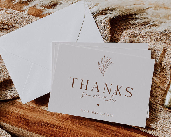 Thank You Card Template, Printable Thank You Card, Instant Download Thank You Cards, Modern Wedding Thank You, Minimalist Wedding, Evelyn