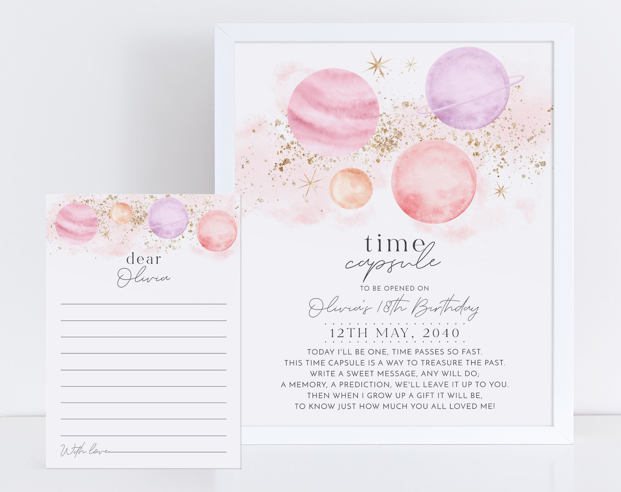 Time Capsule First Birthday, 1st Birthday Time Capsule Sign, Time Capsule Template, First Trip Around The Sun 1st Birthday Girl Time Capsule