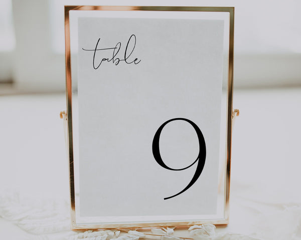 Wedding Table Numbers, Editable Table Numbers Template, Minimalist Table Numbers, 5x7, 4x6, Printable Wedding Table Numbers, Black, Harlow