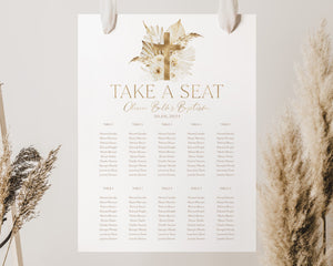 Baptism Seating Chart, Christening Seating Chart, Printable Seating Chart Template, Boho Gold Seating Chart, Editable Seating Plan Boho Gold