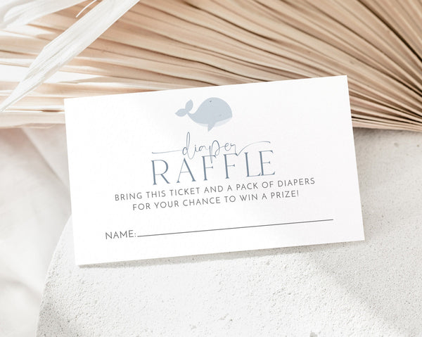 Diaper Raffle Card, Whale Baby Shower Diaper Raffle Card, Editable Diaper Raffle Template, Printable Diaper Raffle, Nappy Raffle Card Whale