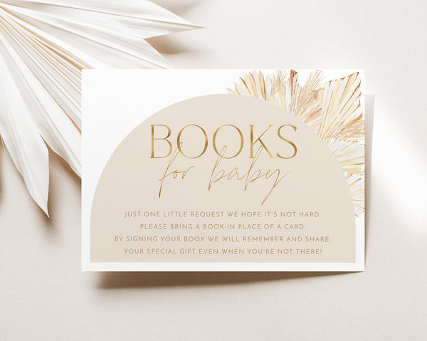 Books For Baby Card Printable, Book Request Card, Boho Baby Shower Book For Baby, Dried Palms Invitation, Baby Shower Printables, Boho Baby