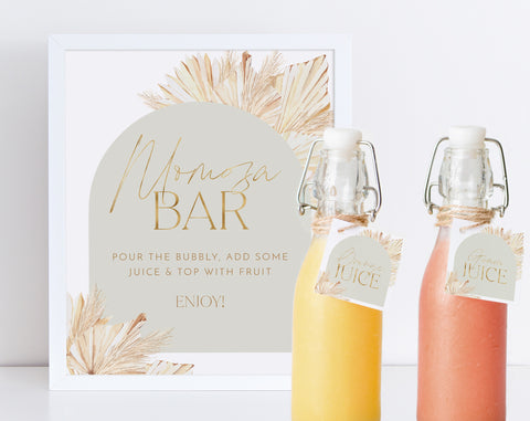 Sage Momosa Bar Sign, Mumosa Bar Sign, Mimosa Bar Sign, Juice Labels, Mimosa Juice Tags, Baby Shower Sage Sign, Green Gold Signs, Mom-osa