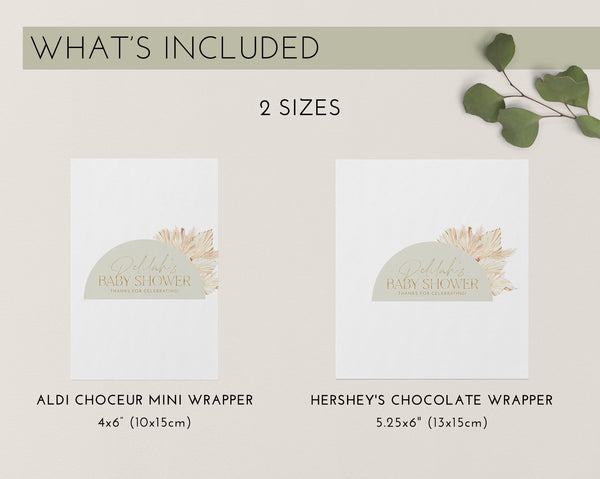 Sage Boho Chocolate Bar Wrapper Template, Printable Candy Bar Wrapper, Baby Shower Candy Bar Wrapper, Birthday Party Favor, Boho Baby Shower