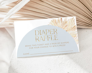 Blue Boho Diaper Raffle Card, Boy Baby Shower Diaper Raffle Card, Editable Diaper Raffle, Printable Diaper Raffle, Arch Nappy Raffle Boy