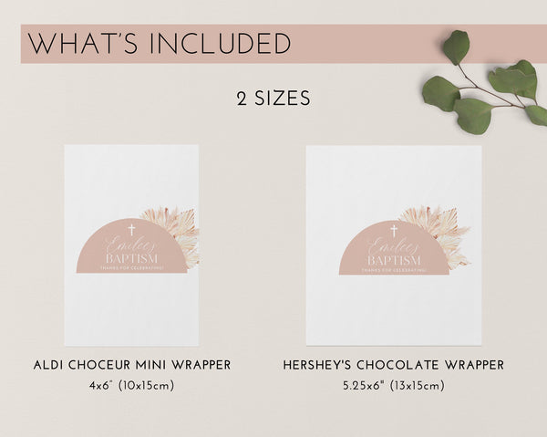 Pink Girls Chocolate Bar Wrapper Template, Printable Candy Bar Wrapper, Baptism Candy Bar Wrapper, Christening Favors, Boho Chocolate Labels