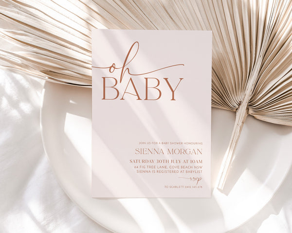 Boho Baby Shower Invitation Set, Modern Baby Shower Invite, Minimal Baby Shower Invitation Template, Editable Baby Shower Gender Neutral