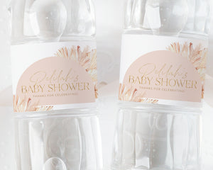 Pink Boho Water Bottle Label, Boho Boy Baby Shower Water Label, Printable Water Bottle Label, Boho Baby Shower Water Label Stickers, Arch