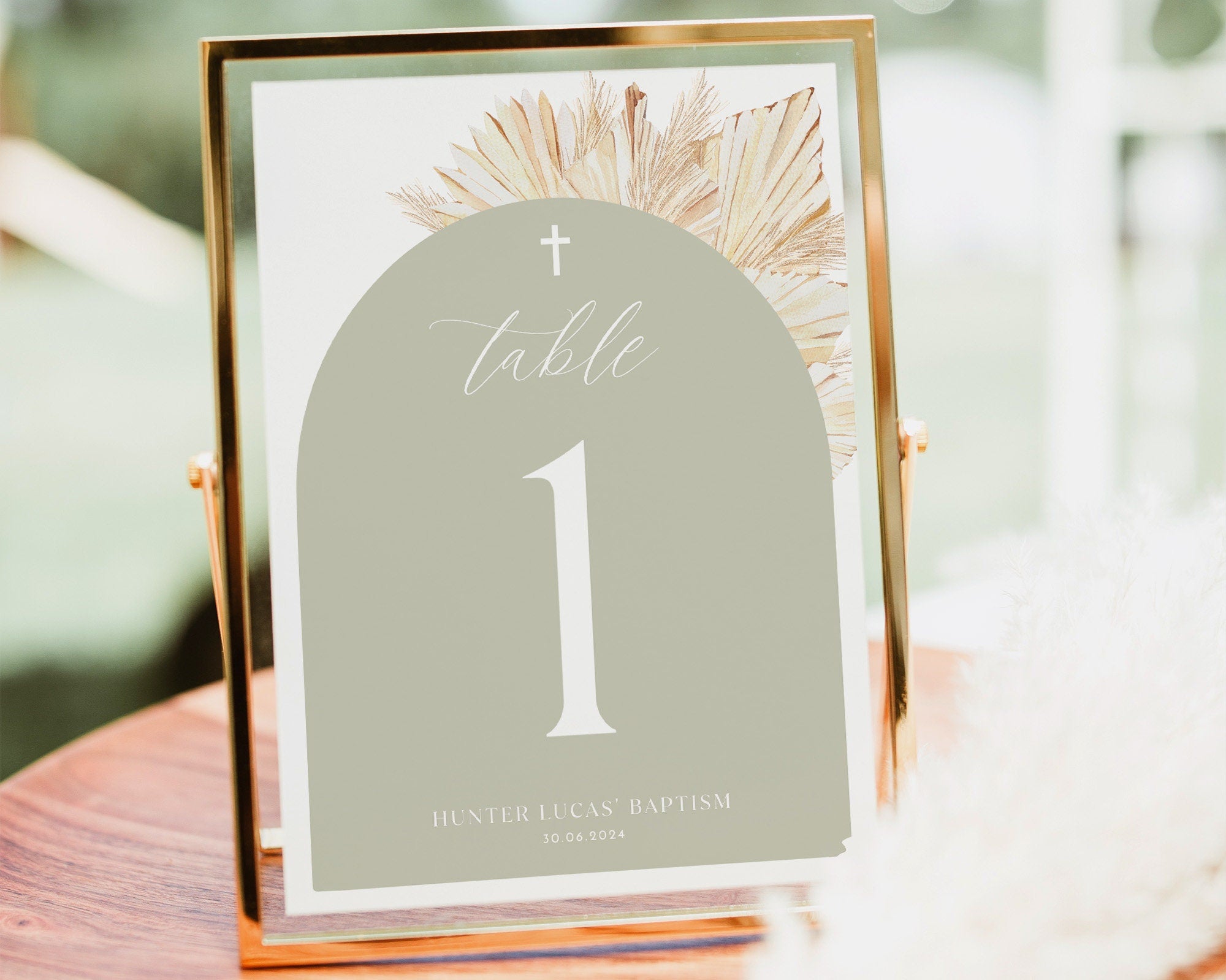 Sage Green Table Numbers, Christening Table Numbers, Boho Baptism Table Numbers Template, Printable Table Numbers, Editable Baptism Tables