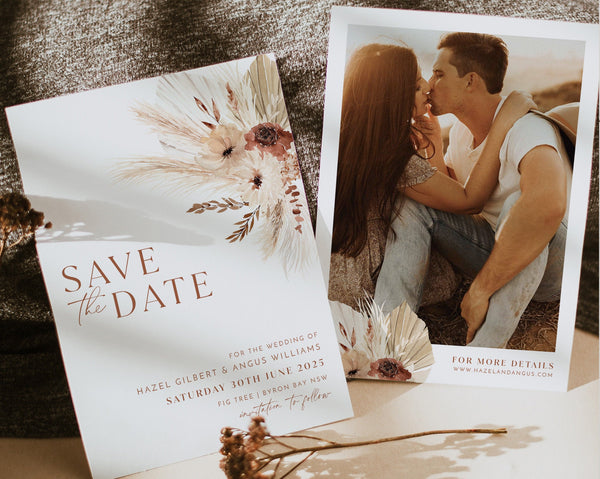 Boho Save The Date Template, Minimalist Save the Date, Modern Save the Date Template, Photo Save the Date, Printable Save the Date, Hazel