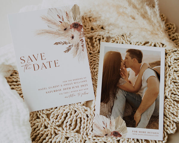 Boho Save The Date Template, Minimalist Save the Date, Modern Save the Date Template, Photo Save the Date, Printable Save the Date, Hazel