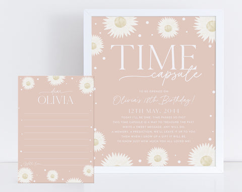 Daisy Time Capsule, 1st Birthday Time Capsule Sign, Daisy Flower Birthday Time Capsule Template, Girl 1st Birthday Time Capsule Printable