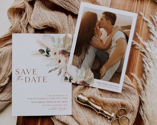 Boho Save The Date Template, Minimalist Save the Date, Modern Save the Date Template, Photo Save the Date, Printable Save the Date, Maeve