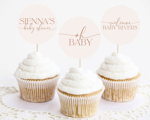 Boho Cupcake Toppers, Baby Shower Cupcake Toppers, Printable Boho Baby Shower Cupcake Topper, Editable Cupcake, Boho Minimalist Baby Shower