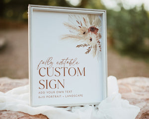 8x10 Boho Wedding Sign Template, Editable Wedding Sign, Printable Signs for Party, Boho Wedding Signs, Customizable Wedding Signage, Hazel