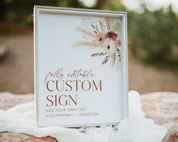 8x10 Boho Wedding Sign Template, Editable Wedding Sign, Printable Signs for Party, Boho Wedding Signs, Customizable Wedding Signage, Hazel