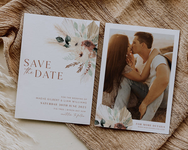 Boho Save The Date Template, Minimalist Save the Date, Modern Save the Date Template, Photo Save the Date, Printable Save the Date, Maeve