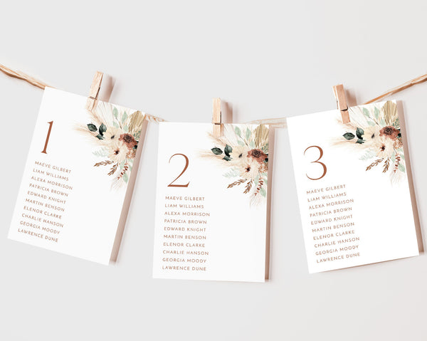 Wedding Seating Chart Card Template, Boho Wedding Seating Cards, Modern Seating Chart Cards, Table Number Seating Cards, Table Cards, Maeve