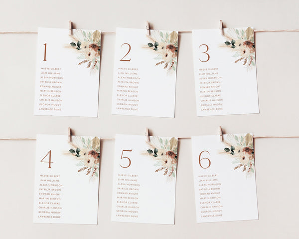 Wedding Seating Chart Card Template, Boho Wedding Seating Cards, Modern Seating Chart Cards, Table Number Seating Cards, Table Cards, Maeve