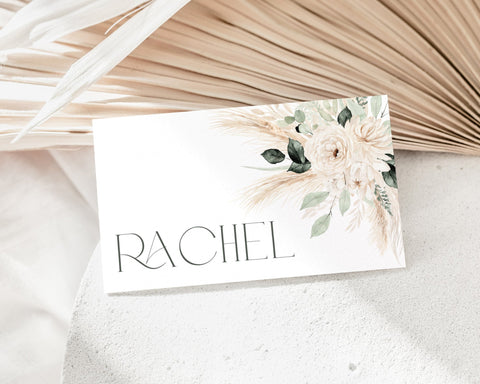 Boho Place Card Template, Printable Place Cards, Bridal Shower Place Cards, Boho Floral Place Cards, Bridal Escort Cards, Boho Greenery