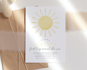 First Trip Around The Sun Birthday Invitation Template, Sun First Birthday Invitation, Sun Invitation, Printable 1st Birthday Invitation