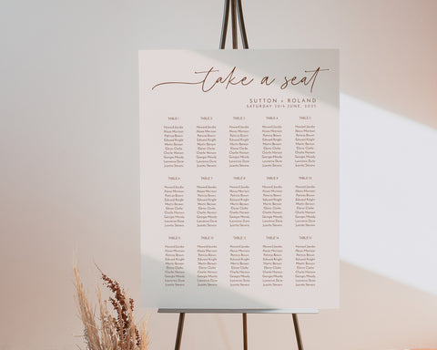 Wedding Seating Chart Template, Minimalist Wedding Seating Plan, Editable Seating Chart, Neutral Wedding Reception Seating Printable, Sutton