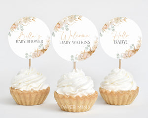 Pumpkin Cupcake Toppers, Fall Baby Shower Cupcake Toppers, Printable Cupcake Toppers, Editable Cupcake Toppers, Gender Neutral Fall Baby