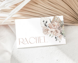 Boho Floral Place Card Template, Printable Place Cards, Bridal Shower Place Card, Floral Place Cards, Bridal Escort Cards, Protea Place Card