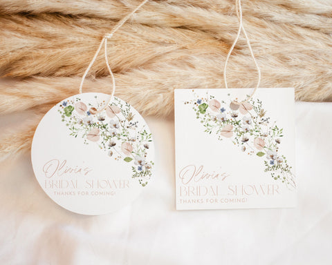 Floral Bridal Shower Favour Tags, Editable Tags, Favor Tags, Favour Tags, Thank You Tag, Gift Tag, Wildflower Thank You Tags, Flower Tags