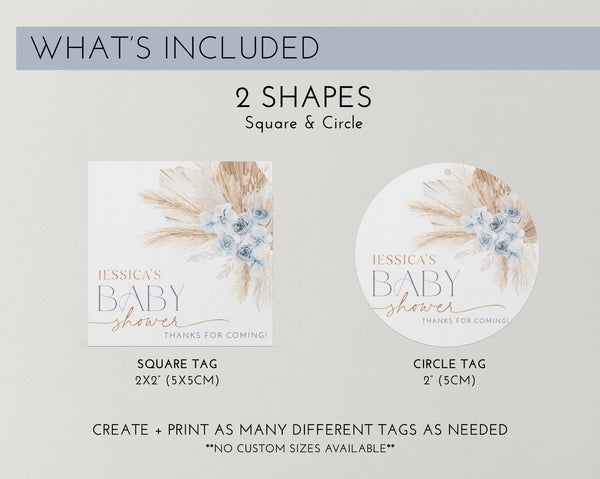 Printable Favor Tags, Boho Baby Shower Tags, Favour Tags, Thank You Tags, Gift Tags, Floral Boho Favor Tags, Boy Baby Shower Boho Favor Tag