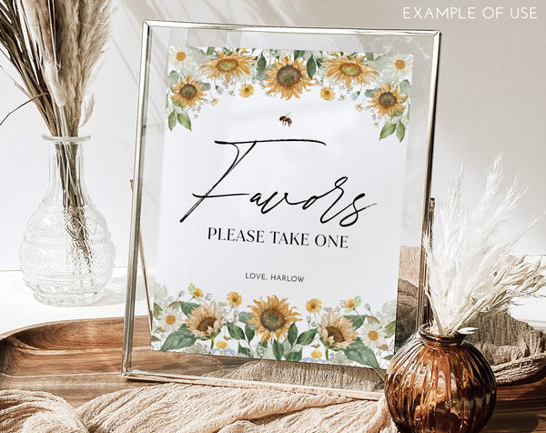 Sunflower Bee Baby Shower Signs, Bee Baby Shower Editable Sign 8x10 Custom Sign, Landscape Sign Portrait Sign, Printable Signs Sunflower Bee