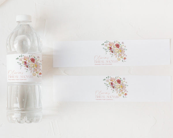 Floral Water Bottle Label, Bridal Shower Water Label, Printable Water Bottle Label, Bridal Shower Water Label Stickers, Pink Water Bottle