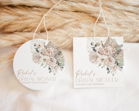 Protea Bridal Shower Favour Tags, Editable Tags, Boho Favor Tags, Favour Tags, Thank You Tag, Gift Tag, Boho Floral Thank You Tags, Floral