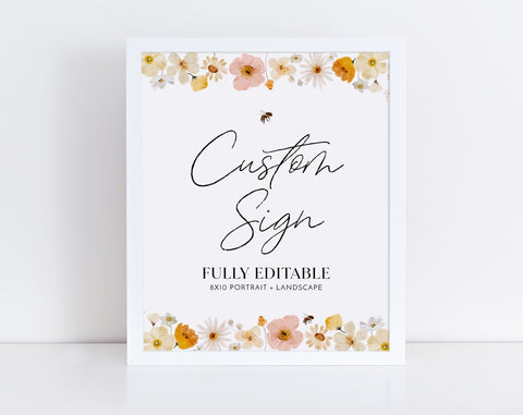 Bee Editable Sign, Custom 8x10 Sign, Sign 8x10, Custom Text Sign, Landscape Sign Portrait Sign, Printable Signs First Bee Day Birthday Decor