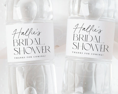 Minimal Water Bottle Label, Bridal Shower Water Label, Printable Water Bottle Label, Black Minimalist Bridal Shower Water Label Stickers