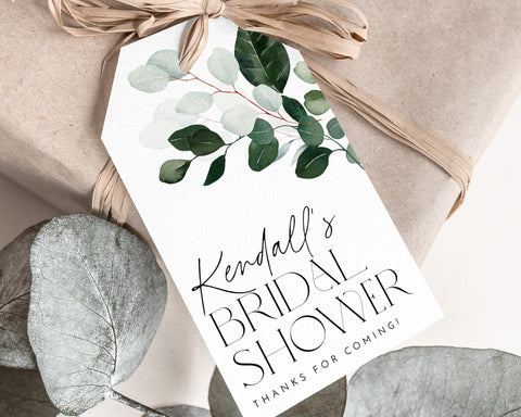 Greenery Bridal Shower Favor Tag, Thank You Tag, Greenery Favour Tag, Gift Tag, Editable Bridal Tag, Printable Gift Tag, Eucalyptus Tags