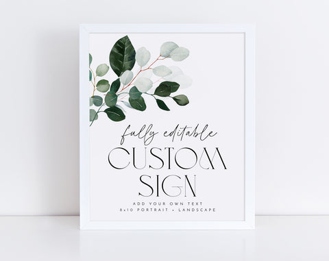 Editable Bridal Shower Signs 8x10, Greenery Signs, Eucalyptus Bridal Signs, Printable Bridal Signs, Green Bridal Shower Signs Eucalyptus