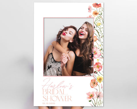 Floral Bridal Shower Photo Prop, Bridal Shower Selfie Frame, Photo Booth Frame, Wildflower Bridal Shower Sign, Personalized Photo Frame