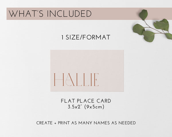 Neutral Place Card Template, Printable Place Cards, Bridal Shower Place Cards, Beige Minimalist Place Cards, Bridal Escort Cards Flat