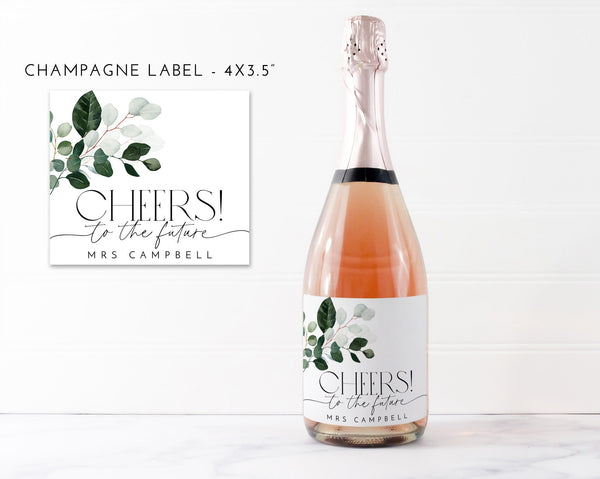 Greenery Champagne Labels, Bridal Shower Wine Labels, Printable Wine Labels, Champagne Stickers, Greenery Champagne Bottle Labels Eucalyptus
