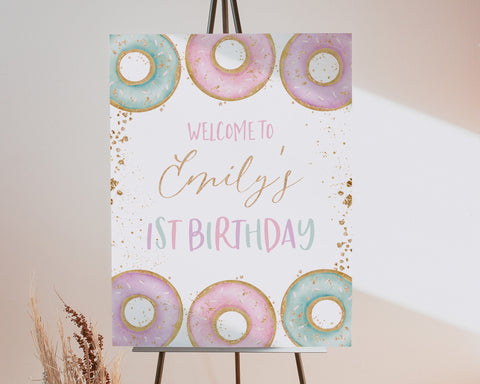 Donut Welcome Sign, Donut 1st Birthday Welcome Sign, Donut Party Decorations, 1st Birthday Sign, Donut Grow Up Welcome Sign, Donut Birthday