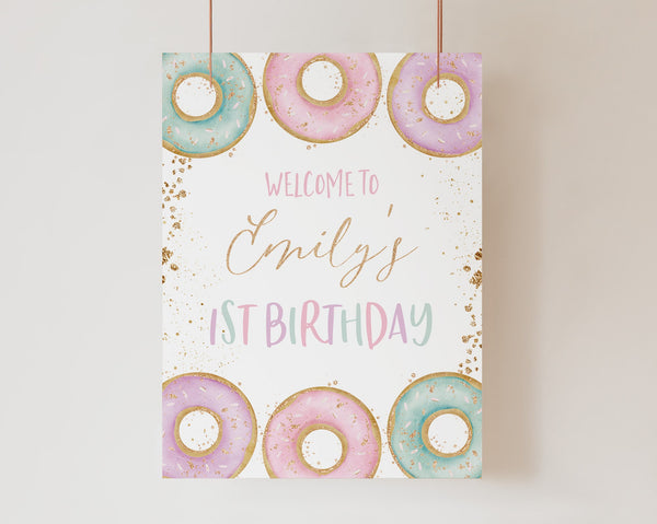 Donut Welcome Sign, Donut 1st Birthday Welcome Sign, Donut Party Decorations, 1st Birthday Sign, Donut Grow Up Welcome Sign, Donut Birthday